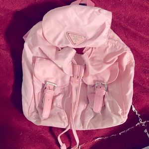 Prada mini nylon pink backpack
